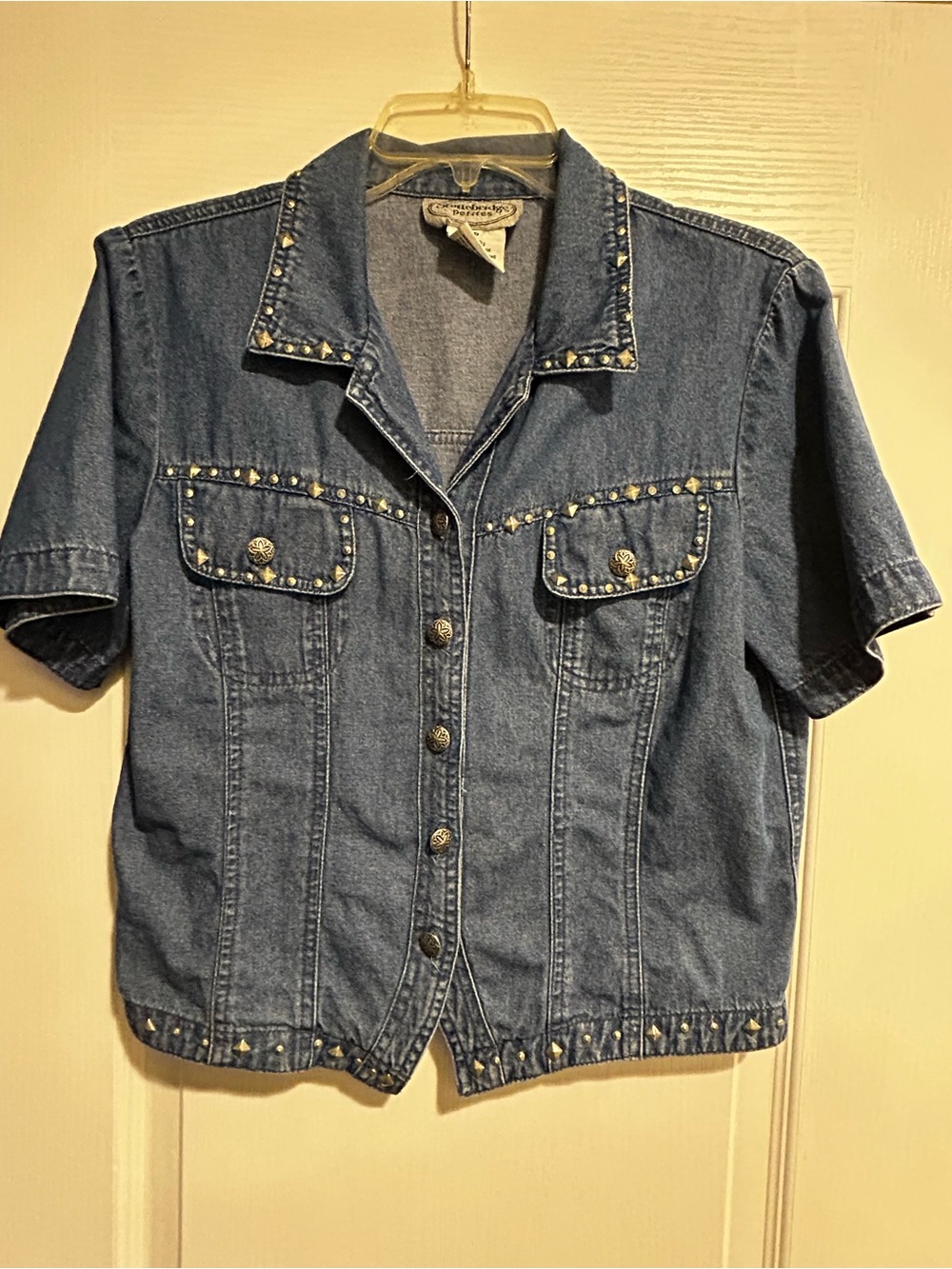 Vintage Stonebridge Petites Denim Studded Button Up Top 10P